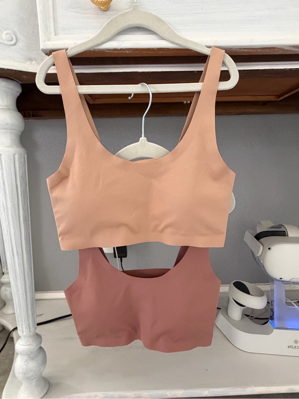 Hanes Bralletes/Tank Crop Tops in Peach and Mauve - 2-Pack